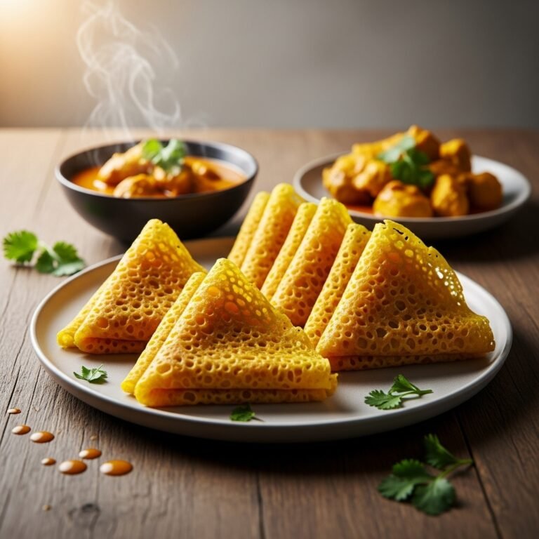 Golden Turmeric Lace Crepes (Roti Jala)
