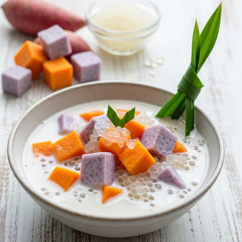 Creamy Coconut & Sweet Potato Soup (Bubur Cha Cha)