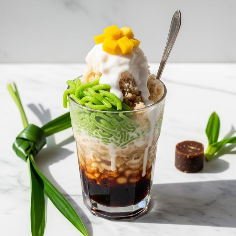 Dreamy Coconut Pandan Jelly Iced Dessert (Cendol)