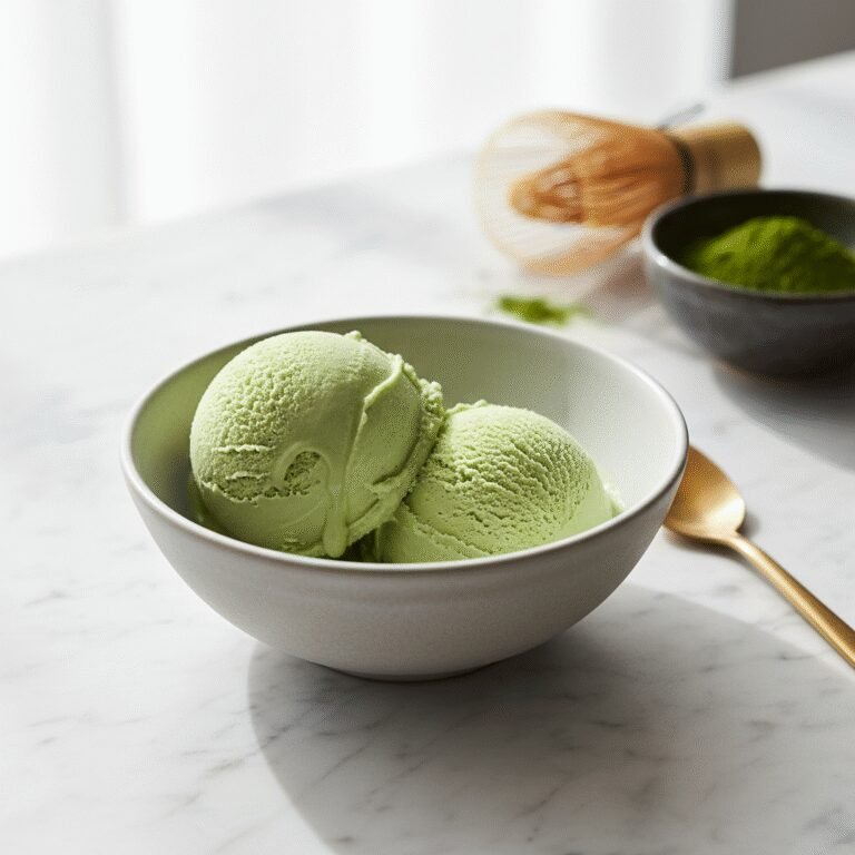 Velvety Homemade Matcha Green Tea Ice Cream