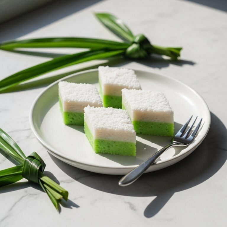 Silky Pandan Coconut Steamed Layer Cake (Kuih Talam)