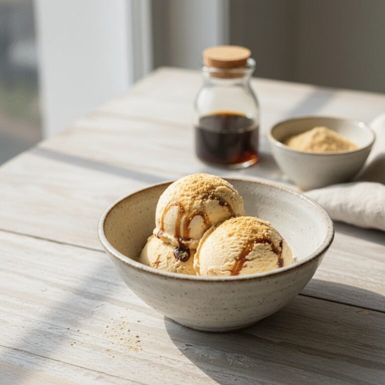 Dreamy No-Churn Kuromitsu Ice Cream with Toasted Kinako