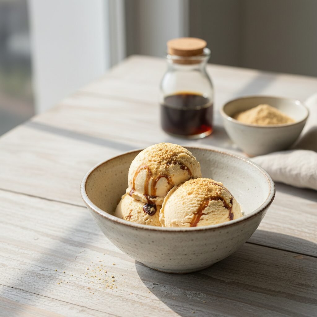 Dreamy No-Churn Kuromitsu Ice Cream with Toasted Kinako