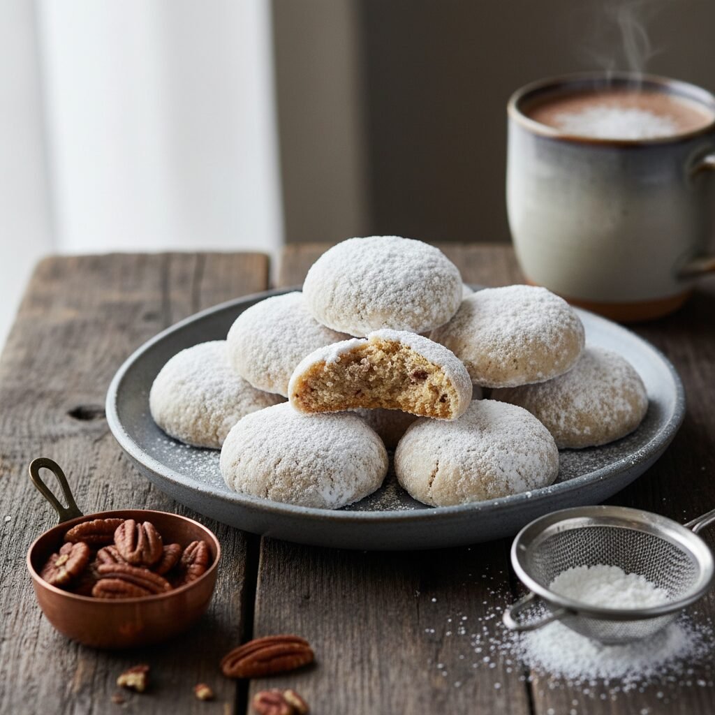 Melt-in-Your-Mouth Cinnamon Pecan Polvorones (Mexican Wedding Cookies)