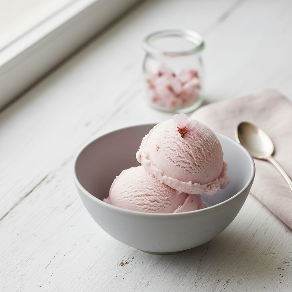 Ethereal Cherry Blossom Ice Cream (Homemade Sakura Flavor)