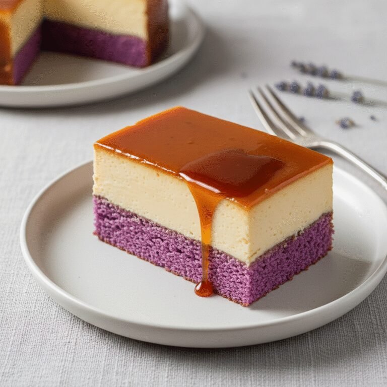 Stunning Ube Flan Cake with a Silky Caramel Crown