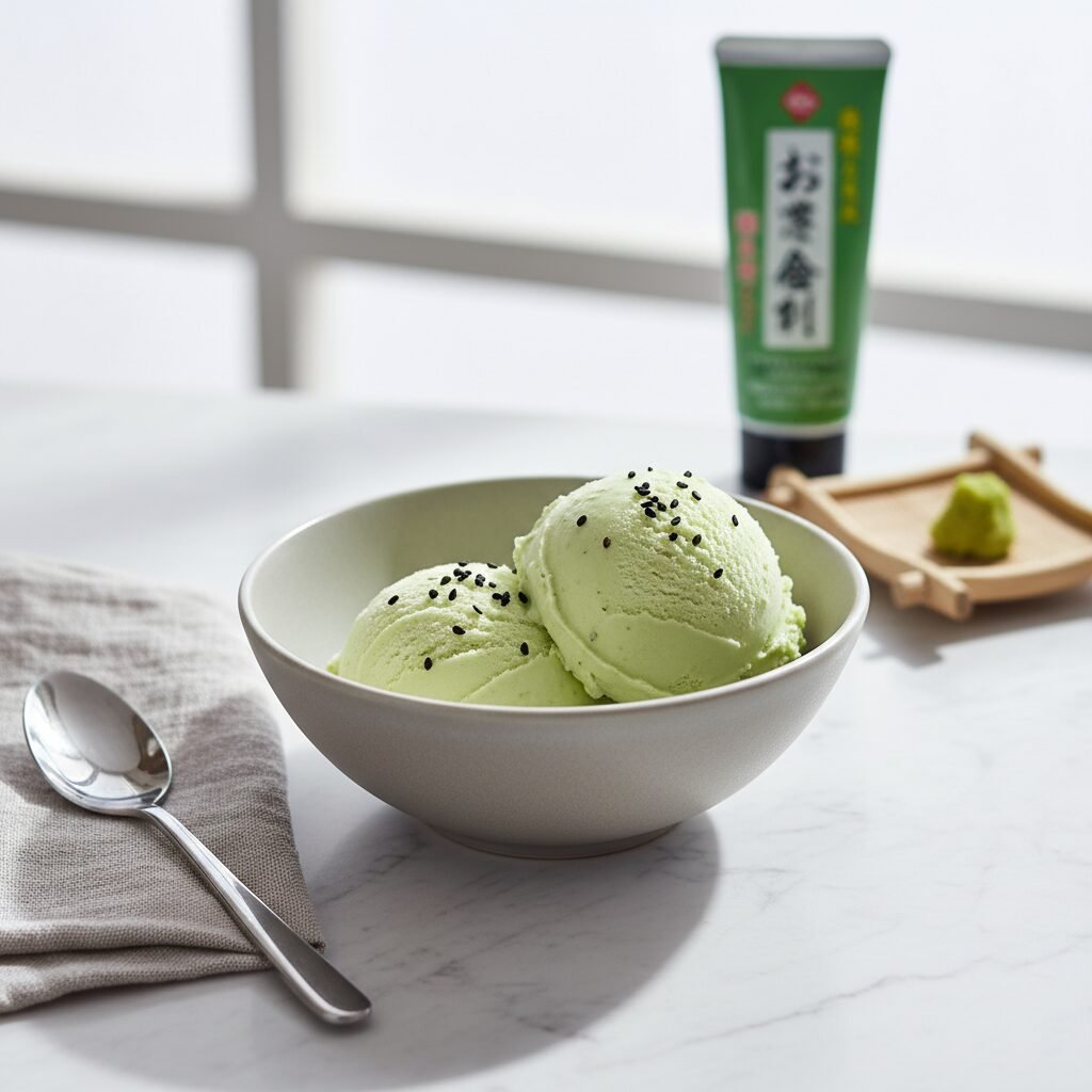 Creamy No-Churn Wasabi Ice Cream with a Sweet, Spicy Kick