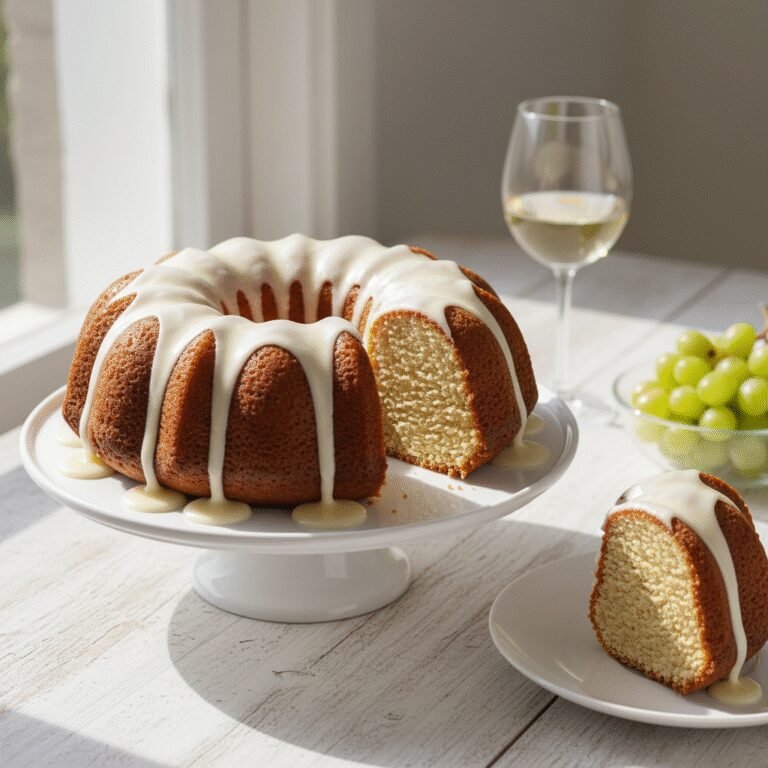 Buttery White Wine Bundt Cake with Vanilla Glaze